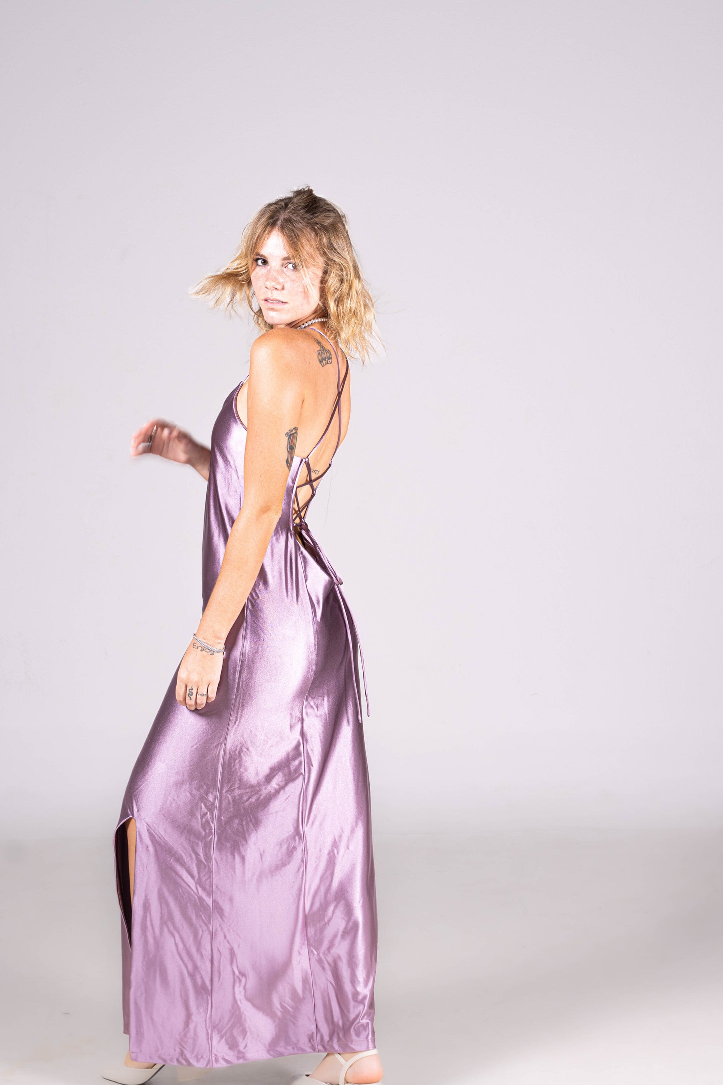 GOLDENGIRL LONG PURPLE DRESS