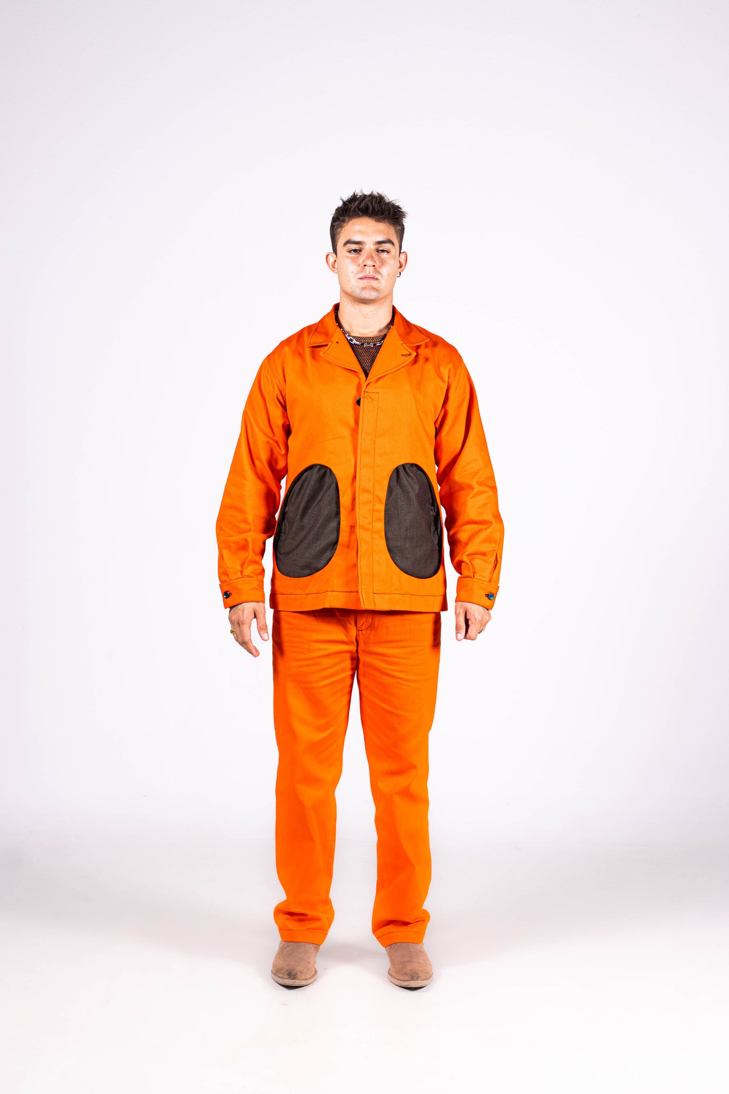 TRAJE OVAL NARANJA/VERDE